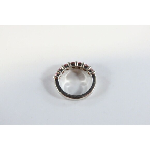 Sterling Silver Stackable Pink Glass Accented Band Ring Size 6.5 - Picture 5 of 6